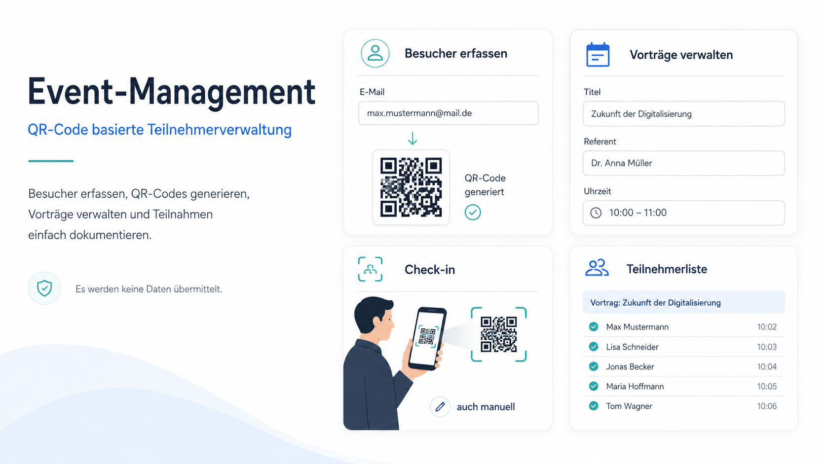 Eventmanagement – Promoansicht der WebApp zum Planen und Verwalten von Veranstaltungen
